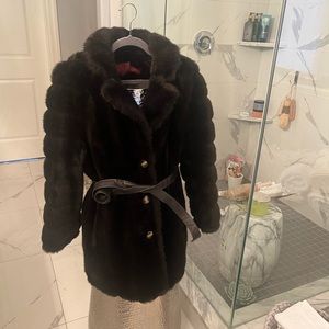 Vintage 1960s mod style faux fur walking jacket coat size medium